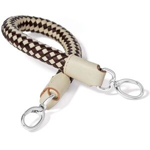 Brighton Ferrara Mixology Braided Leather Handle White Brown Strap 19” NWT